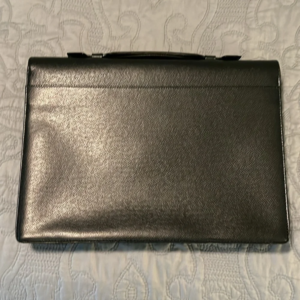 Louis Vuitton Large Black Taiga Leather Briefcase